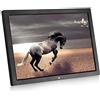 UsmAsk Spacmirrors Cornice per foto digitale da 15 pollici 1280 * 800 1080P HD IPS Display LCD Cornice elettronica e porta USB con sensore di movimento Supporto MP3 MP4 Calendario Sveglia (Nero)