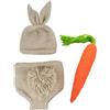 Uonlytech Costume Fotografico Coniglio per Ragazzo Ragazza Set 3 Pezzi Cappello Carota Pantaloni per Ritratti Fotografici