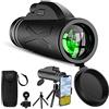 EKsma Telescopio monoculare 80x100 Prisma ad alta potenza Telescopio monoculare HD Dual Focus Cannocchiale portatile impermeabile antiappannamento con supporto for smartphone e treppiede for birdwatching Ca