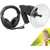 UsmAsk Microfono parabolico monoculare, kit di ascolto con piatto parabolico, telescopio monoculare per ascolto di uccelli 8 x 20 mm, per dispositivo di ascolto a lungo raggio sul suono monoculare