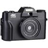 YFDGD Fotocamera Fotografica Digitale Compatta 4K WIFI Web Cam Vlog Videoregistratore Videocamera Da 48 MP Obiettivo Macro Con Schermo Ribaltabile 3 Scatta Nitida Fluida(128G TF Card,With lens)