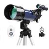 RENYUEH Telescopio per bambini, adulti e principianti, apertura 70 mm, prisma BAK4 da 400 mm, obiettivo FMC, telescopio rifrattore astronomico per astronomia con supporto per smartphone e treppiede e tel