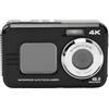 XUMIUZIY Fotocamera Subacquea 4K, Fotocamera Digitale Compatta a Doppio Schermo con Zoom Automatico da 48 MP e Zoom 16X, Fotocamera Selfie Resistente All'acqua Fino a 11 Piedi per lo
