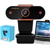 Generic Webcam HD - Telecamera USB mini 1080P HD regolabile, videocamera HD per computer, webcam con messa a fuoco automatica per lezioni , videoconferenze e trasmissioni in diretta