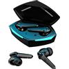 Fiauli Auricolari wireless Cuffie in-ear stereo surround a bassissima latenza con luce fredda, auricolari wireless ergonomici con microfono per lo sport, casa Nero
