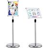RELAX4LIFE Espositore da Terra per Poster con Cornice a3/a4 in Plexiglass, Altezza Regolabile e Basa Rotonda Girevole a 360° (1, A4-ARGENTO)