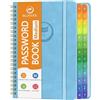 Blugool Libro delle password con linguette alfabetiche, libro di password per anziani, linguette individuali e colorate, quaderno con copertina rigida a spirale per accesso al sito Web, 14,5 x 19,6 cm, blu
