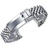 ROUHO 20mm Acciaio Inossidabile 904L Cinturino Orologio Blocco a Scorrimento Chiusura Deployante Accessorio Bracciale per Rolex Datejust Sky-Dweller GMT-Master