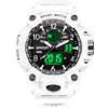 Gosasa Orologio analogico digitale in stile militare, quadrante grande 5,6 cm, resistente all'acqua fino a 50 m, doppio fuso orario, sveglia, retroilluminazione a LED, cronometro, cinturino in