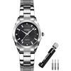 SKMEI Orologio da polso da donna, alla moda, impermeabile, elegante, in acciaio inox, classico, analogico, semplice, color oro, nero, classico