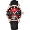 TYBERLEY Orologio da uomo automatico di lusso con scheletro Tourbillon fasi lunari in acciaio inox impermeabile 100 m cinturino in pelle orologio meccanico da uomo YS021 (oro rosso)