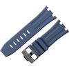 ROUHO Regolabile Cinturini in Silicone Anallergico Estensibile Braccialetto in Silicone per Audemars Piguet Royal Oak Offshore 15710 15703-Blu + Nero Fibbia 28mm