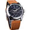 DAXIAOYU Orologio da polso meccanico da uomo, automatico, militare, con cinturino in vera pelle, analogico, visualizzazione della data, casual, luminoso, nero