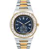 BARAMON Nautilus - Orologio da polso da uomo, in acciaio inox, movimento al quarzo, con data, lancette luminose, stile casual e business, Blu argento 1, Bracciale