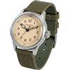 PRAESIDUS | 𝗔-𝟭𝟭 𝗦𝗲𝗿𝘃𝗶𝗰𝗲 𝗪𝗮𝘁𝗰𝗵 - Orologi da Polso da Uomo Militari - Quadrante Bianco da 38 mm e Cinturino in Tela Verde, Assemblato negli USA, Automatico