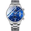 Haonb Orologi Da Polso,Orologio Luminoso Impermeabile Cronografo Multifunzione A 6 Pin Sportivo, Quadrante Blu In Acciaio Inossidabile