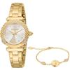 Just Cavalli Set Curiosa - Orologio Da Polso Da Donna Al Quarzo Moda Bracciale E Cassa In Acciaio Inox Oro Quadrante Grigio - JC1L332M0055