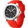 Forrader Orologio da polso da uomo, elegante, in silicone, impermeabile, sportivo, casual, analogico, al quarzo, con data luminosa, Rosso