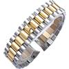 ROUREOX Bracciale Orologio Acciaio Inox Massiccio 13mm 17mm 20mm 21mm Estremità Curve, Cinturino Polso Metallo Donna per Rolex Oyster Perpetual Datejust-Argento+Oro 13mm