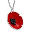 EMMANUELA handcrafted for you Argento Sterling Collana con ciondolo fiore di papavero smaltato rosso in argento sterling su catena regalo di festa per fascino fiore d'argento smaltato rosso da donna