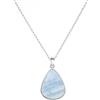 Generic Collana con catena a maglie rolo circolari da 1,5 mm in argento sterling 925 con ciondolo in opale blu Gioielli per donna/uomo
