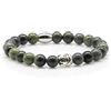Generic Bracciale serpentino Bracciale con perline Buddha verde 8 mm Anello distanziatore in acciaio inossidabile Perline con strass Donna Uomo (Budda)