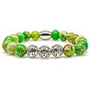 Generic Bracciale di diaspro Bracciale di perline Perline verdi Sfera Argento 8 mm Acciaio inossidabile (Modello A)