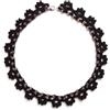 Handmade collana da donna, Gioielli all'uncinetto, girocollo di pizzo con cristalli di vetro, nero e grigio, Made in Italy, Bijoux da donna, Lavorazione Artigianale