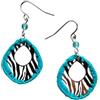 Handmade Orecchini pendenti fatti a mano con stampa zebrata - Bordo all'uncinetto azzurro/turchese, gioielli boho leggeri, orecchini statement animalier, accessori moda unici