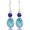 Kanika Jewelry Trove Abalone Shell, Amethyst 925 Sterling Silver Dangle Earrings for Women, for, Christmas Gift, Valentine's Day Gift, New Year Graduation Gift, Handmade 2 Stone Earrings