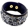 Le pietre di Laura Bracciale Unisex in Chips di Onice Nera, Pietre Dure, Regolabile 21 cm, Fatto a Mano