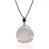 ReadJade Naturale Calcedonio Fatto A Mano Pesce Pendente Collana Traslucido Giada Angelo Pesce Amuleto (Blue rope)