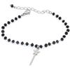 Handmade Bracciale catena con cristalli neri e ciondolo bacchetta magica