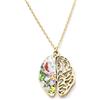 Generico BeFloral Collana Donna Acciaio Inossidabile oro, Ciondolo Cervello con Fiori Veri in Resina (Botanico + Traforato), Idea Regalo Psicologa/Medico/Laurea