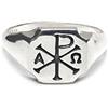 Empress Jewelry Anello da uomo in argento sterling autentico Chi Rho Alpha Omega massiccio timbrato 925 fatto a mano