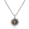 Jewellery Pit - Collana da uomo con bussola gotica - Ciondolo in argento sterling con catena e panno di pulizia in argento - Ciondolo gotico per motociclisti - Catena d'argento (60 cm)