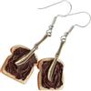 Linsonnia Creazioni Orecchini Pane e Crema al Cioccolato in Argilla Polimerica Fatti a Mano in Italia - Miniatura Artigianale con Coltello, Leggeri e Resistenti, Acciaio Inossidabile, Nickel Free, Idea Regalo Originale