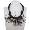 Handmade Generico collana nera originale fatta a mano frange pietre e perle vetro stile boho chic