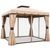 BAKAJI Gazebo 3X3 Metri In Alluminio Telo Impermeabile Zanzariera Antipioggia Giardino