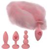 ANGKKY Plug anale a coda di volpe con 3 plug anali sostituibili, Plug anali in silicone, Giocattoli per il sesso anale, Coda di volpe rosa, Giocattoli sessuali anali per principianti