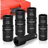 NEIKO 02282B - Set di chiavi a bussola a percussione, attacco da 1/2, in acciaio cromato Moly, include prolunga barra da 7,6 cm, 8 misure SAE e metriche, 5 pezzi
