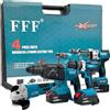 Generico Kit Attrezzi a Batteria 4 in 1 Professionale Fai da Te: Trapano Avvitatore a Percussione, Smerigliatrice Angolare (Flex), Trapano a Martello e Avvitatore a Impulsi Svita Bulloni + 2 Batterie 68v.