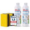 Pastaclean® Lucidante sanitario in ceramica lucida (2 x 500 ml + 2 x spugna lucidante), detergente per bagno con olio di pino, rimuove lo sporco più ostinato come calcare, ruggine e pietra urinaria