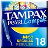 Tampax Compak Pearl - Timbri con applicatore in plastica, 18 pezzi