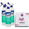 FEI FAN SET PULIZIA: Quasar VETRI con AMMONIACA, Sgrassa, Asciuga Rapido, 580ml + Panno In Microfibra Multiuso SOFT, 33x33 + 100pz Guanti HDPE Monouso (1 Spray + 1 Ric + 1 Panno + Guanti)