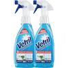 Vetril - Detergente Spray Vetri e Superfici con Ammoniaca, Azione Sgrassante e Brillantezza Senza Aloni, 650 ml x 2 Pezzi