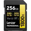 Lexar Scheda di memoria professionale da 256 GB 1800x UHS-II SDXC (serie Gold)