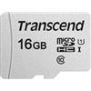Transcend TS16GUSD300S-A Scheda di Memoria MicroSDHC 300S, 16 GB, Con adattatore, Imballaggio Standard, Grigio