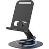 Elodyunhc Supporto regolabile per cellulare pieghevole, supporto per cellulare girevole a 360°, supporto da tavolo in metallo con iPhone 16 15 14 Pro Max Xr Xs, Huawei, Samsung, tutti gli smartphone