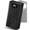 Powelephant 50000mAh Power Bank con cavo integrato: batteria esterna da 22,5 W a ricarica rapida con grande capacità, caricatore portatile con torcia a LED e 7 uscite e 3 ingressi-50000mAh Lettore MP3 touchscreen